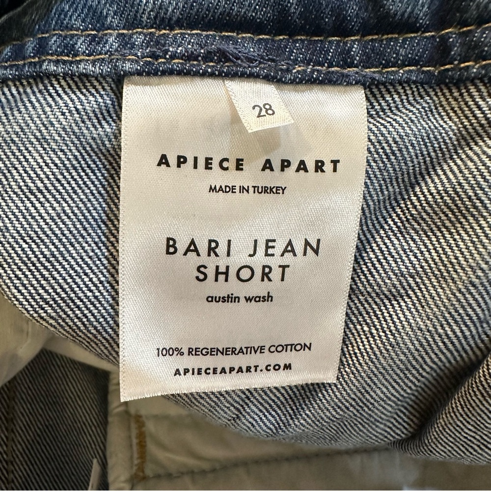 Apiece Apart Women's Bari Jean High Waist Denim Shorts Size 26 Austin Wash - Picture 9 of 9